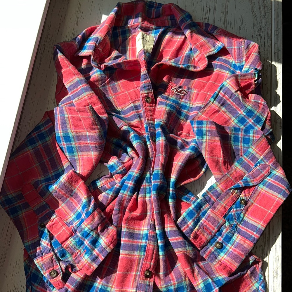 Pink Plaid Hollister Flannel